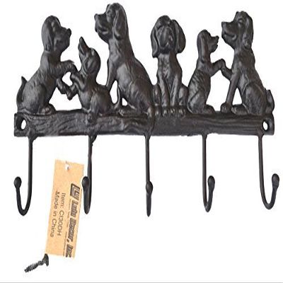Lulu Decor Cast Iron 5 Dog Key Hooks, Ideal for Dog Lovers Heavy Duty Hooks, Decorative Hooks - Wall Mount Leash Holder for Wall Storage - Stylish Key Holder (Antique Black)
