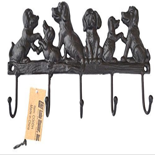 Lulu Decor Cast Iron 5 Dog Key Hooks, Ideal for Dog Lovers Heavy Duty Hooks, Decorative Hooks - Wall Mount Leash Holder for Wall Storage - Stylish Key Holder (Antique Black)
