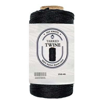 SGT KNOTS Tarred Twine - 100% Nylon Bank Line for Bushcraft, Netting, Gear Bundles, Construction, Lacing Twisted Cord, Weatherproof #9-1/4 lb