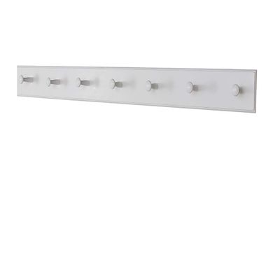 White Shaker Peg Rack - Solid Maple Peg Hook Rack - Wooden Wall Peg Coat Rack - Made in The USA (41" x 3.5" with 7 pegs)