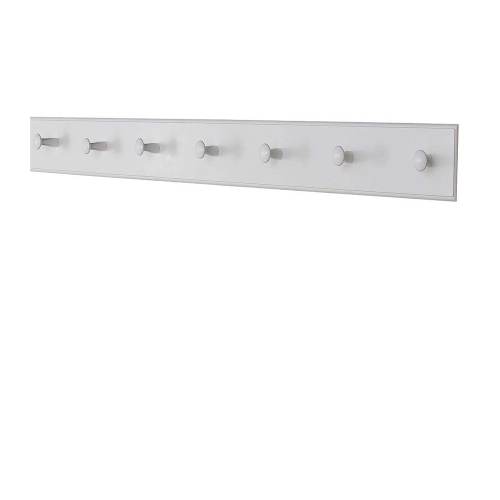 White Shaker Peg Rack - Solid Maple Peg Hook Rack - Wooden Wall Peg Coat Rack - Made in The USA (41" x 3.5" with 7 pegs)