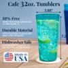 US Acrylic Caf Plastic Reusable Tumblers (Set of 12) 32-ounce Iced-Tea Cups, Assorted | Value Set of Restaurant Style Drinking Glasses, Stackable, BPA-free, Made in the USA | Top-rack Dishwasher Safe view 2