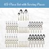 Mikasa, Gold Accent Regent Bead Flatware Service for 12, 65 Piece Set, 18/10 Stainless Steel, Silverware Set with Serving Utensils view 2