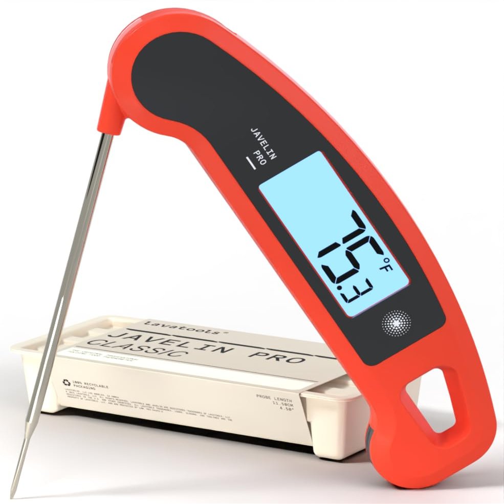 Lavatools Javelin PRO Classic Ultra-Fast 2-Second Professional Digital Instant Read Meat Thermometer for Grill and Cooking, Auto-Rotating Backlit Display, IP65 Water Resistant, NSF Certified  Sambal