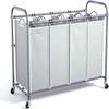 ROMOON Laundry Hamper Sorter Cart: 4-Section Organizer with Heavy-Duty Lockable Wheels and Removable Bags | 172L Rolling Laundry Basket for Dirty Clothes in Laundry Room or Small Spaces (Gray) view 1