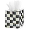 MACKENZIE-CHILDS Tissue-Box Cover, Tissue Holder for Home Decor, Black-and-White Courtly Check, Square view 1