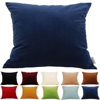 TangDepot Solid Velvet Throw Pillow Cover/Euro Sham/Cushion Sham, Super Luxury Soft Pillow Cases, Many Color & Size Options - (16"x16", Navy Blue)