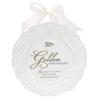 Malden International Designs Glazed Ceramic 50th Anniversary Plate With Gold Accents And Ribbon For Hanging, 9x9, White view 1