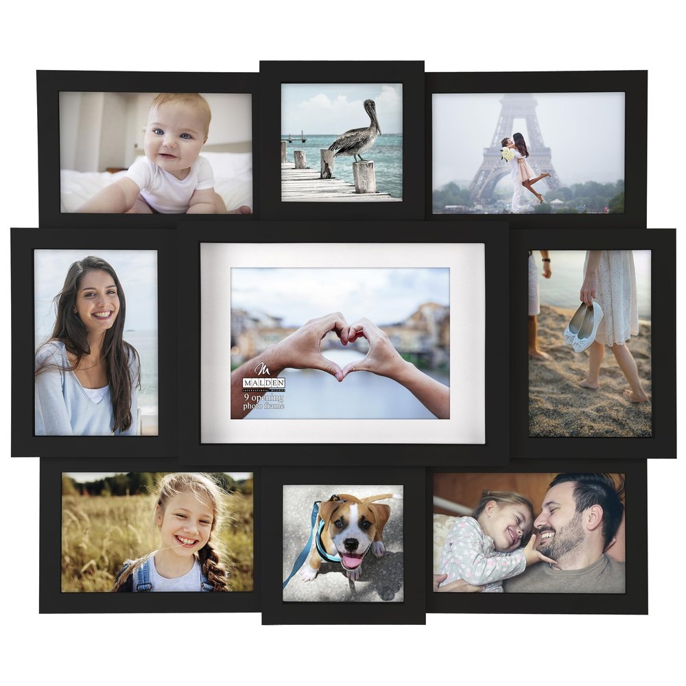 Malden International Designs Black 9 Opening Collage Photo Frame