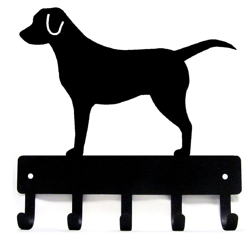 The Metal Peddler Labrador Retriever - Key Holder & Dog Leash Hanger for Wall - Large 9 inch Wide with 5 Hooks - Made in USA