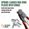 LEM Products Spring-Loaded Hog Ring Pliers, 100 Galvanized Steel Rings, Red and Black view 2
