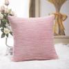Home Brilliant Pillow Cover 18x18 Pink Throw Pillow Supersoft Accent Throw Pillow Cover for Couch Striped Velvet Corduroy Valentine's Day Decor, Baby Pink, (45x45 cm, 18inch) view 1