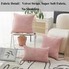 Home Brilliant Pillow Cover 18x18 Pink Throw Pillow Supersoft Accent Throw Pillow Cover for Couch Striped Velvet Corduroy Valentine's Day Decor, Baby Pink, (45x45 cm, 18inch) view 2