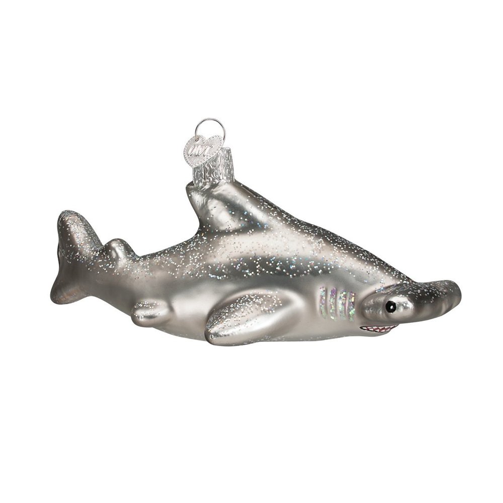 Old World Christmas Hammerhead Shark Glass Blown Ornament for Christmas Tree, Handcrafted Holiday Decoration, Sea Collection