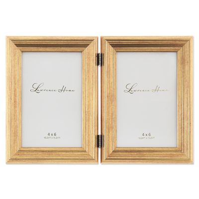 Lawrence Frames 4x6 Hinged Double Sutter Burnished Gold Picture Frame