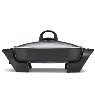 bella Electric Skillet and Frying Pan with Glass Lid, Nonstick Coating, Cool Touch Handles, Removable Heating Probe, Dishwasher Safe, 12 x 12 inch, Black, PFOA & PTFE Free
