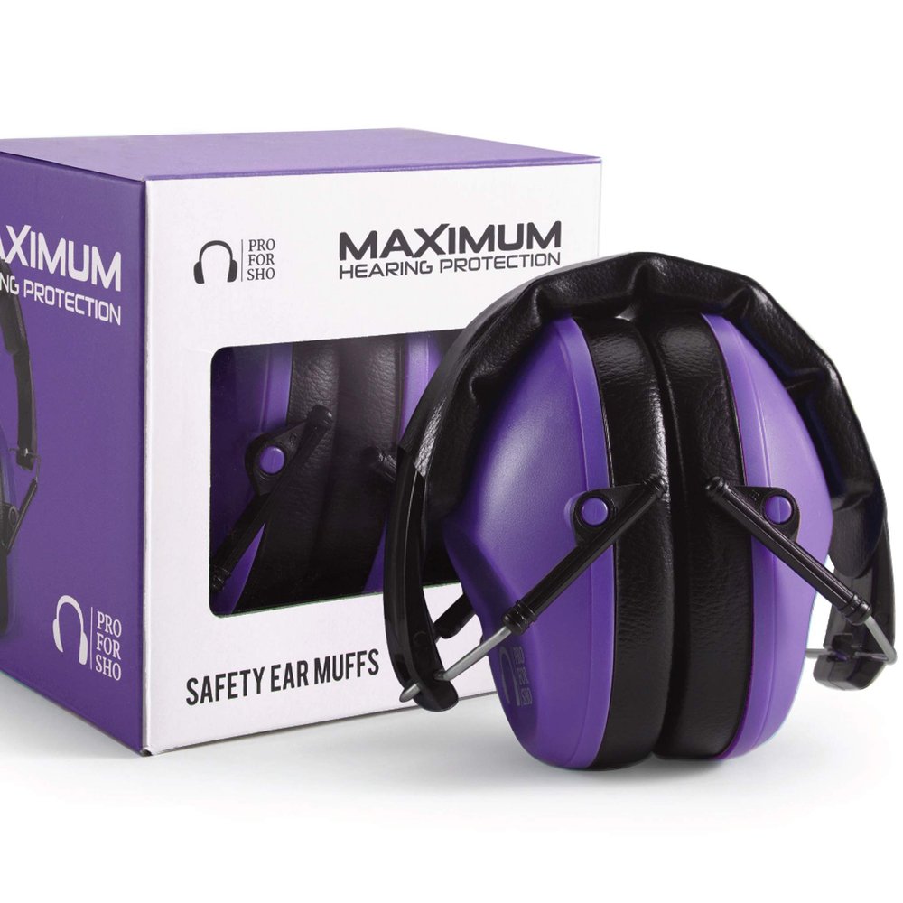 Pro For Sho 34dB NRR Hearing Protection Ear Muffs Highest NRR Compact Design Ear Protection for Loud Events & Sensory Use (Purple)