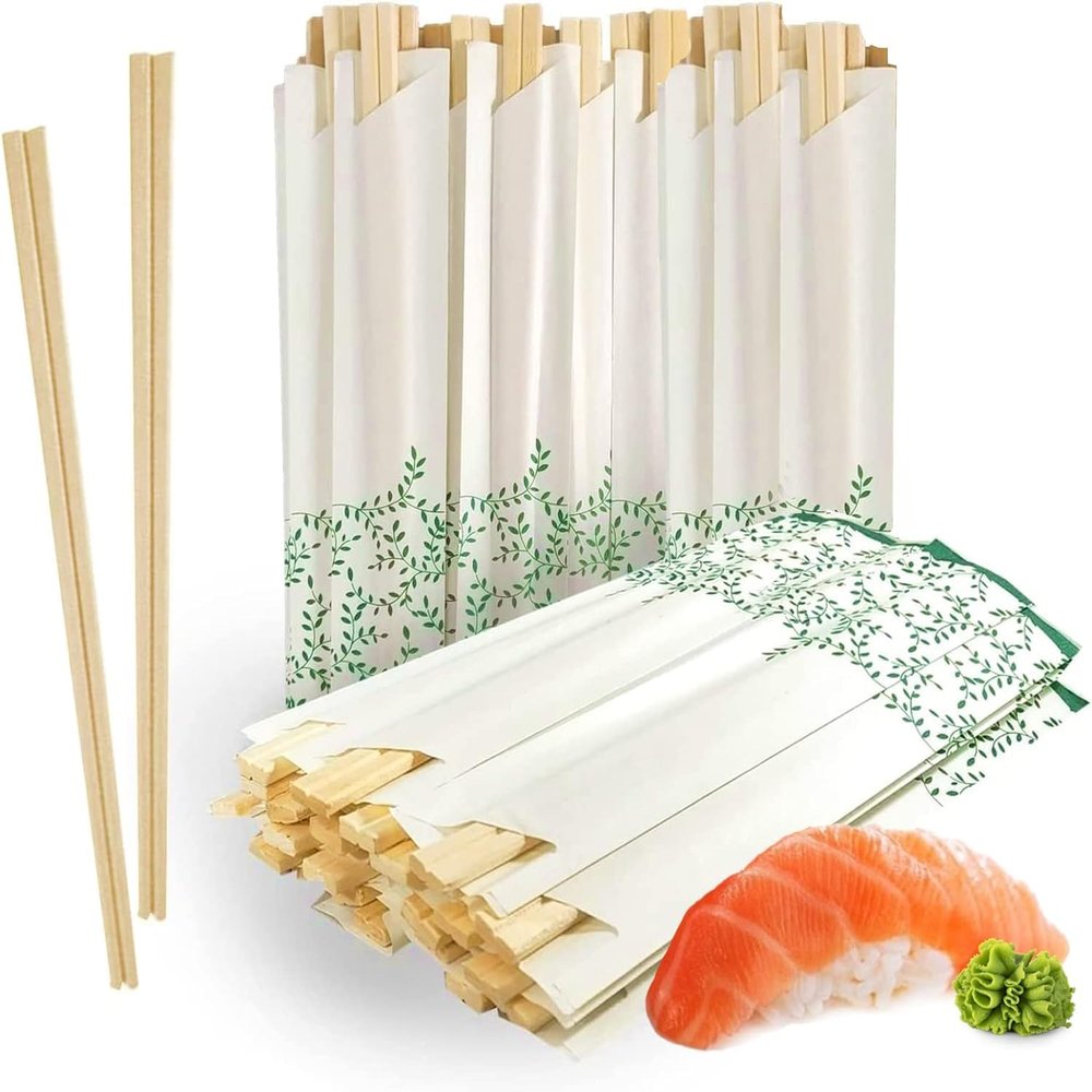 200 Pairs Wooden Chopsticks I Solid No Splinters Smooth Sturdy Chop sticks I Individually Wrapped Disposable Chopstick