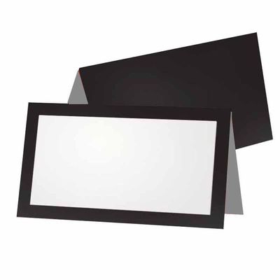 Black and Gray Place Cards - Tent Style - 10 Pack - White Blank Front with Solid Color Border - Placement Table Name Seating Stationery Party Supplies - Occasion or Dinner Event