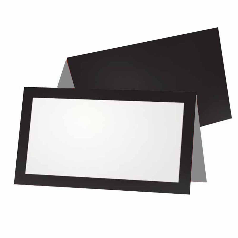 Black and Gray Place Cards - Tent Style - 10 Pack - White Blank Front with Solid Color Border - Placement Table Name Seating Stationery Party Supplies - Occasion or Dinner Event
