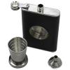 BlueDot Trading Leather and Stainless Steel 8 oz Liquor Flask with Built In Collapsible 2 oz Stainless Steel Shot Glass and Funnel - 1 2 3 or 4-Pack (1) view 1