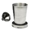 BlueDot Trading Leather and Stainless Steel 8 oz Liquor Flask with Built In Collapsible 2 oz Stainless Steel Shot Glass and Funnel - 1 2 3 or 4-Pack (1) view 2