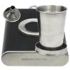 BlueDot Trading Leather and Stainless Steel 8 oz Liquor Flask with Built In Collapsible 2 oz Stainless Steel Shot Glass and Funnel - 1 2 3 or 4-Pack (1) view 3