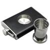 BlueDot Trading Leather and Stainless Steel 8 oz Liquor Flask with Built In Collapsible 2 oz Stainless Steel Shot Glass and Funnel - 1 2 3 or 4-Pack (1) view 4