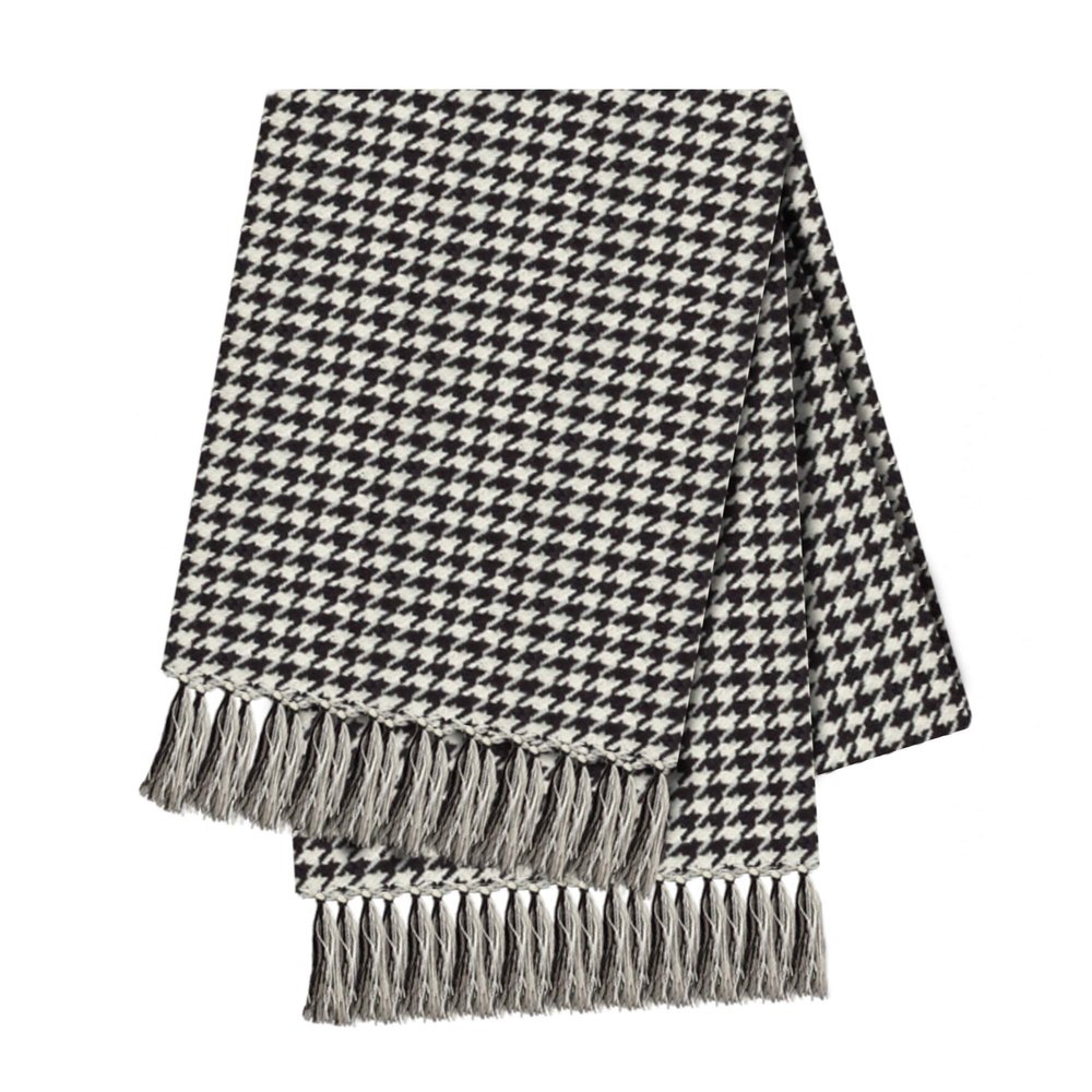 SARO LIFESTYLE Houndstooth Design Throw Blanket, Black, 50"x60"