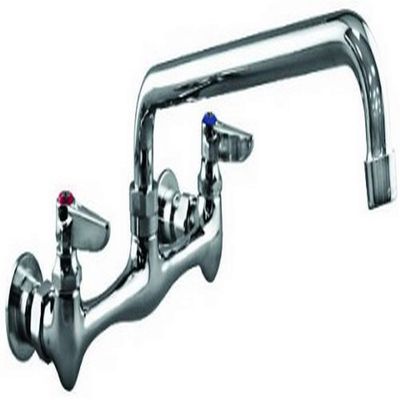 Aqua Plumb 1800091 AB1953 REQUS 8-Inch Two-Handle Polished Chrome Combo Wall-Mount Faucet with 12-Inch Tube Spout
