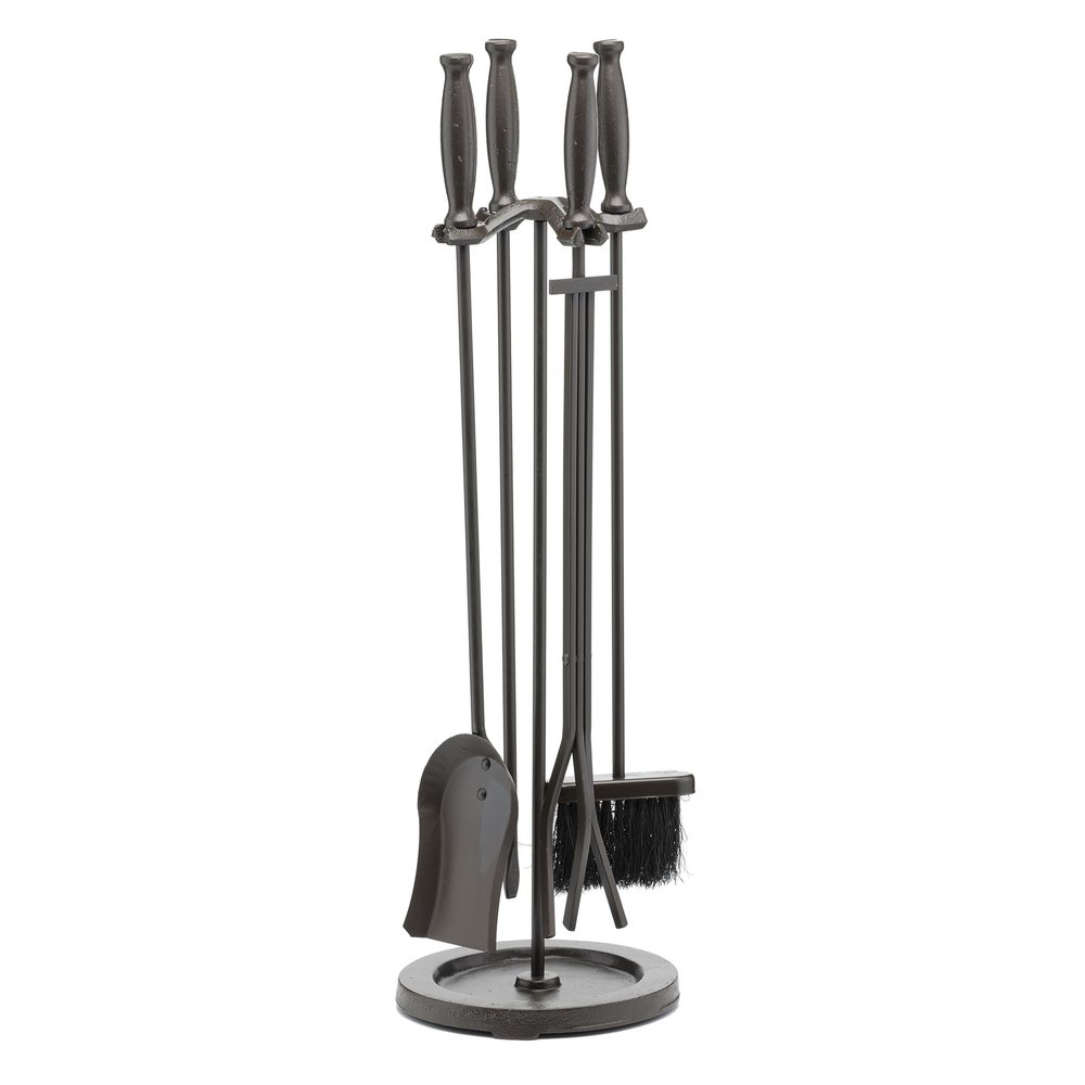 UniFlame 5-Piece Bronze Fireplace Tools Set with Cylinder Handles (F-1665)