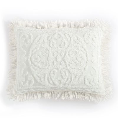 Beatrice Home Fashions Medallion Chenille Bedspread, Standard Sham, Ivory