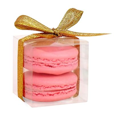 Comfecto Clear Plastic Favor Boxes 2x2x2 Inches for Wedding Party Baby Shower, Treat Box for Mini Macaron Cupcake Candy Cookie Chocolate