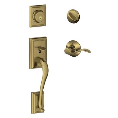 SCHLAGE Addison Single Cylinder Handleset and Left Hand Accent Lever, Antique Brass (F60 ADD 609 Acc LH)
