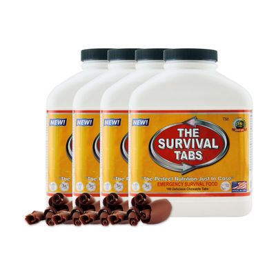 Survival Tabs - 60 day Survival Food Supply - Gluten Free and Non-GMO 25 Years Shelf Life (4 x 180 tabs/Bottle - Chocolate)