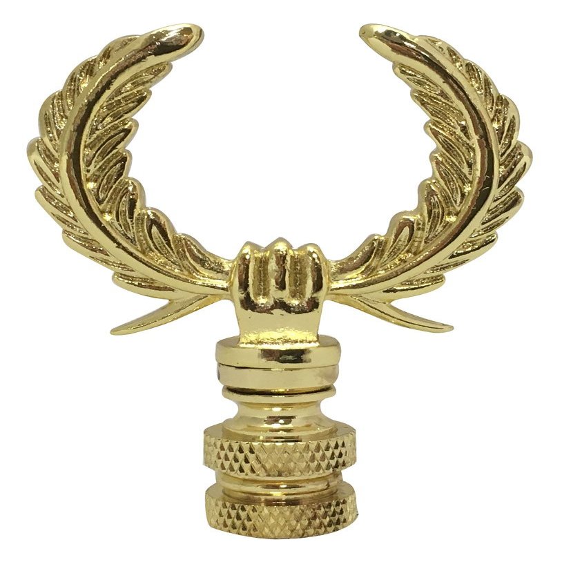 Royal Designs Laurel Wreath Lamp 2.75" Lamp Finial for Lamp Shade, Polished Brass