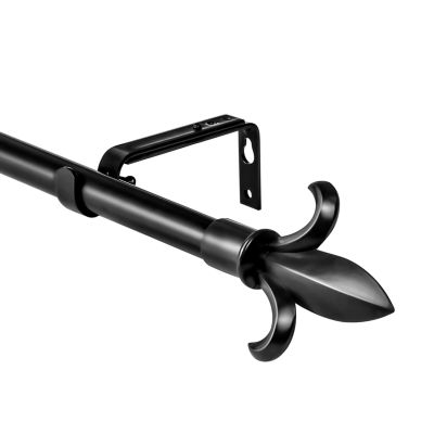 Urbanest Classic Forged Iron Fleur De Lis Window Drapery Rod Set (Black, 48"-84")