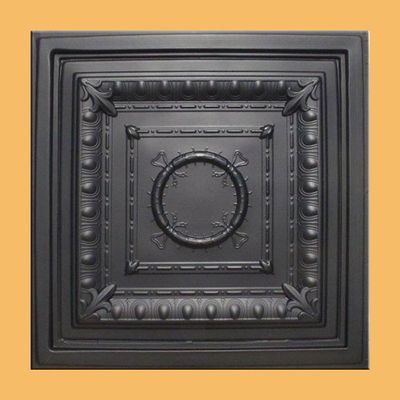 Ancona Black (24x24 PVC 20 mil) Ceiling Tile - Drop in Grid or Staple/Glue Application
