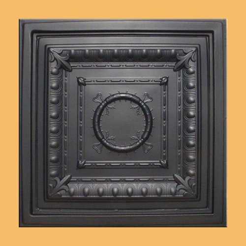 Ancona Black (24x24 PVC 20 mil) Ceiling Tile - Drop in Grid or Staple/Glue Application