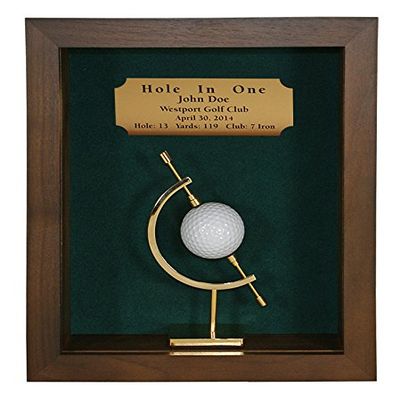 Golf Hole-in-One Shadowbox with Caliper | 4 Color Options | Personalized Golf Ball Display Case | Wall-Mountable or Desktop | Made in The USA