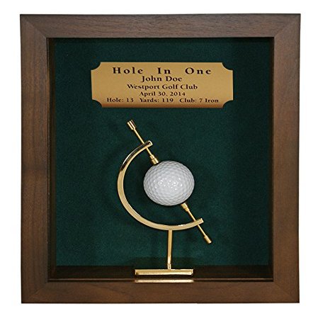 Golf Hole-in-One Shadowbox with Caliper | 4 Color Options | Personalized Golf Ball Display Case | Wall-Mountable or Desktop | Made in The USA