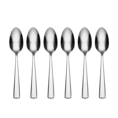 Oneida Nocha Everyday Flatware Teaspoons, Set of 6 18/0 Stainless Steel, Silverware Set