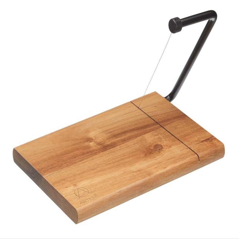 Artes Acacia Wood Wire Cheese Slicer Board, 27 x 19 cm (10.5 x 7.5 Inch), Brown/Black