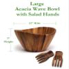 Lipper International Wave Bowl with Salad Hands, Brown view 3
