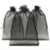 Ankirol 100pcs Sheer Organza Favor Bags 8 X 12 Large Organza Drawstring Bags (black) view 1