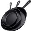 Simple Chef Cast Iron Skillet 3-Piece Set - Heavy-Duty Professional Restaurant Chef Quality Pre-Seasoned Pan Cookware Set - 10", 8", 6" Pans - For Frying, Saute, Cooking, Pizza & More,Black view 1