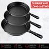Simple Chef Cast Iron Skillet 3-Piece Set - Heavy-Duty Professional Restaurant Chef Quality Pre-Seasoned Pan Cookware Set - 10", 8", 6" Pans - For Frying, Saute, Cooking, Pizza & More,Black view 2