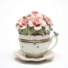 Cosmos Gifts 80048 Fine Porcelain Pink Rose Flowers with Butterfly Cup & Saucer Hinged Box Music Box Figurine (Music Tune: Everything is Beautiful), 4-1/2" view 1