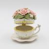 Cosmos Gifts 80048 Fine Porcelain Pink Rose Flowers with Butterfly Cup & Saucer Hinged Box Music Box Figurine (Music Tune: Everything is Beautiful), 4-1/2" view 2