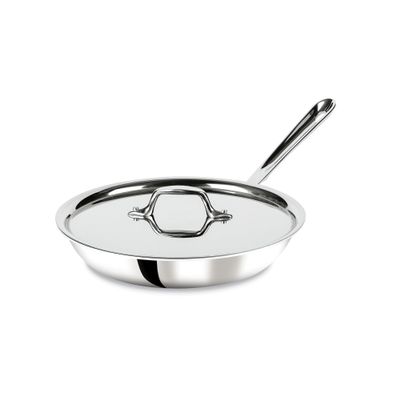 All-Clad D3 3-Ply Stainless Steel Fry Pan with Lid 10 Inch, Induction Compatible, Oven Broiler Safe 600F, Fast and Even Heat, Pots and Pans, Cooking Skillet Cookware, Stainless Steel